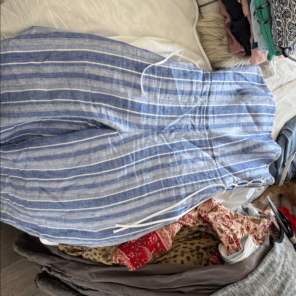 Club Monaco Blue and White Striped Jumpsuit